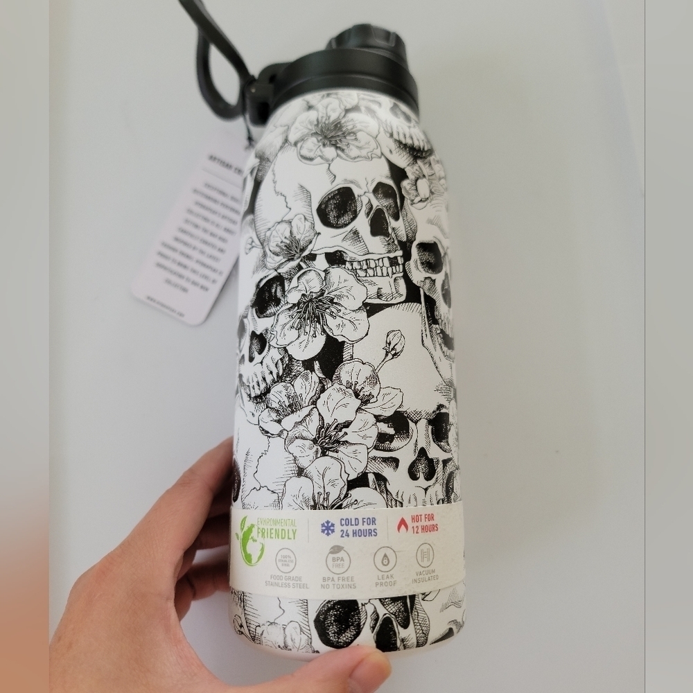 Hydrapeak Artisan Stainless Steel Insulated Bottle Skull Floral, 32 oz - Picture 3 of 8